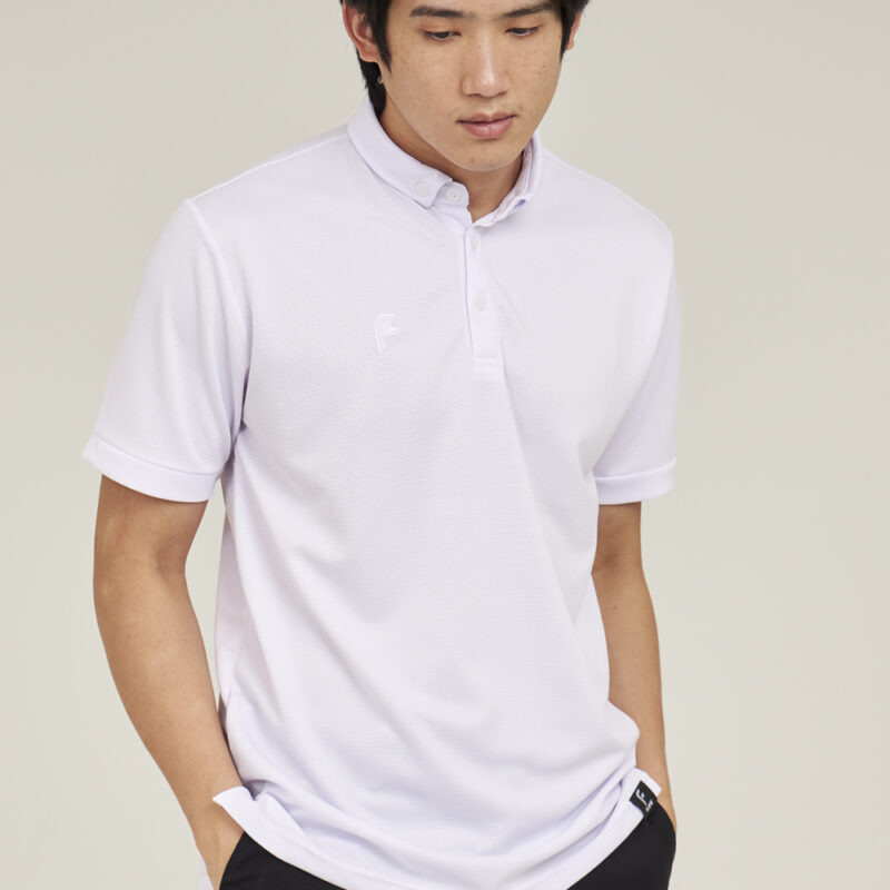 flow basic เสื้อโปโล สีขาว เนื้อผ้าโพลีเอสเตอร์