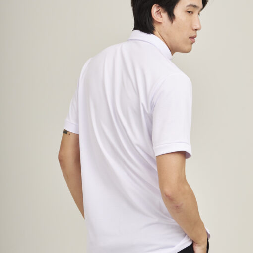 flow basic เสื้อโปโล สีขาว เนื้อผ้าโพลีเอสเตอร์